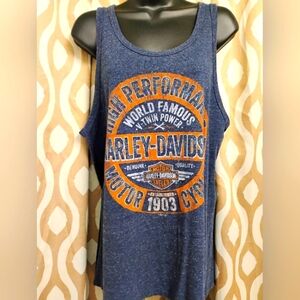Harley-Davidson Navy Tank with Orange Logo